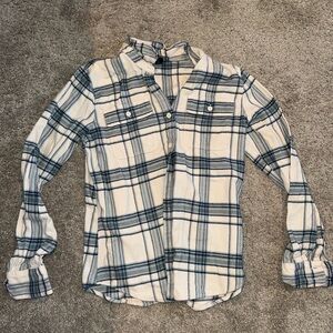 Patagonia Blue and White Flannel Button-Up